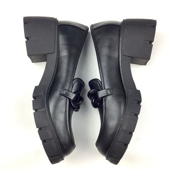 Madden NYC Shoes Women's 7.5 Loafers Black Chunky Lug Heels Platform Y2K Grunge - Picture 4 of 12
